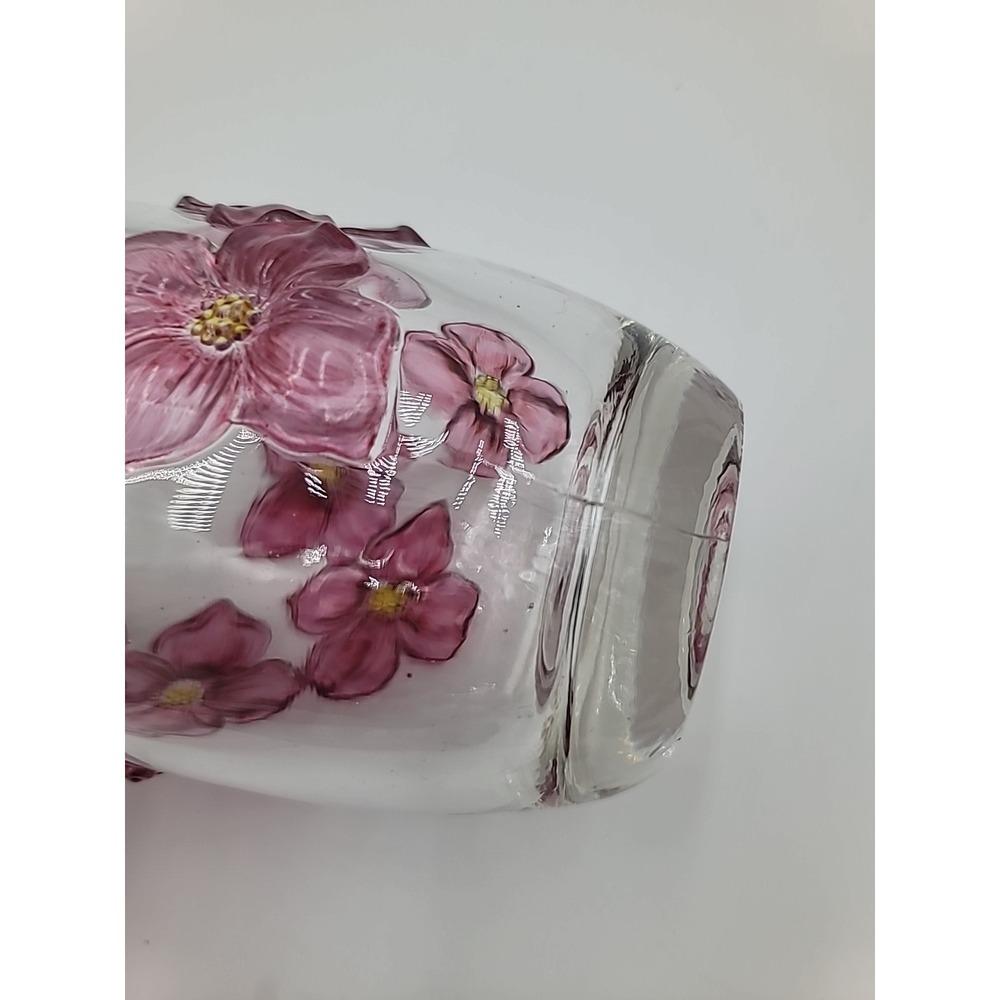 VTG Indiana Lancaster Colony Pink Cranberry Flashed Dogwood Vase Flowers Floral - Picture 9 of 11